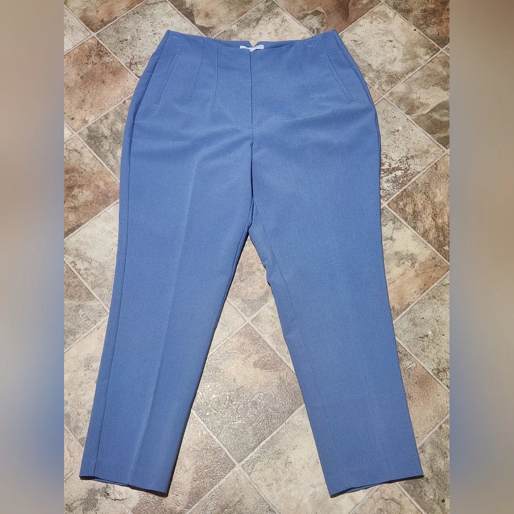 NINE WEST Women's High-Waist Pleated Pants- Light Blue with zipper front Sz 14L - Picture 5 of 12